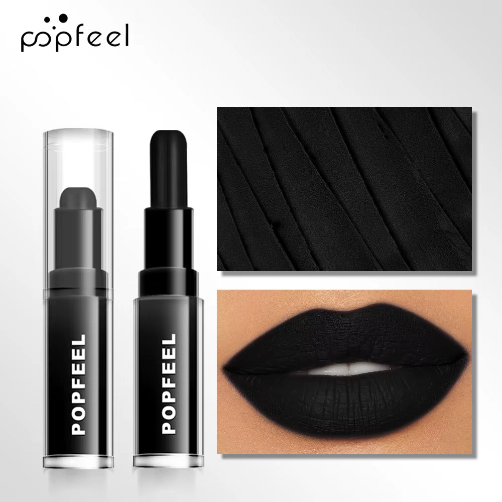 Enchanting Hallowmas Lip Makeup Collection: Long-Lasting Black Lipstick & Gloss Duo