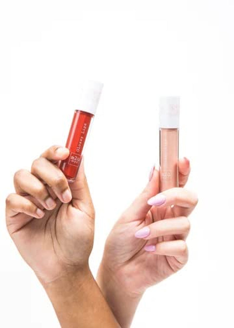 Lip Gloss & Lip Oil Set - Clear & Colored Shades, Featuring Lucky (Champagne Glitter) - Ultimate Lip Makeup & Plumper Gloss