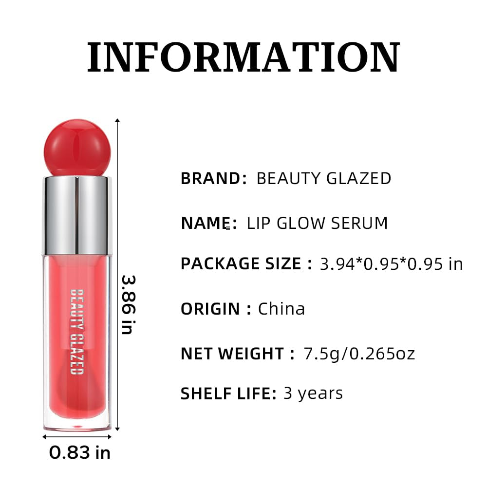 Moisturizing Lip Glow Oil, Hydrating Lip Care Lip Tint, Shiny Lip Glow Vegan Plumping Lip Gloss for Dry Lips (105, Travel Size)