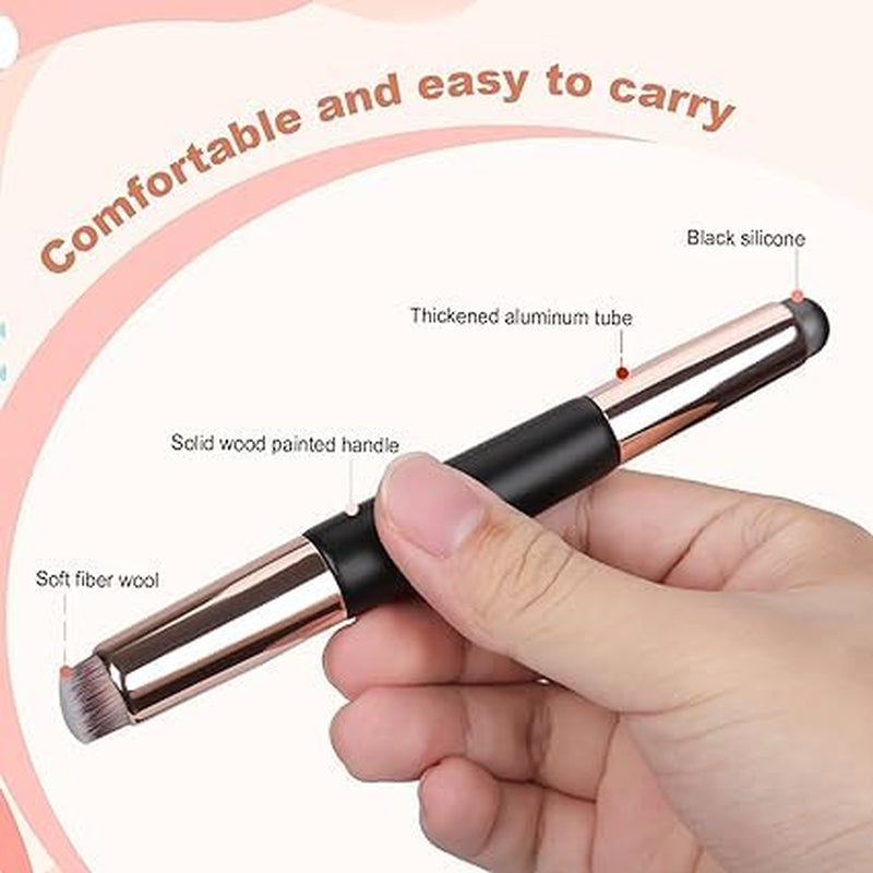 Silicone Double-Ended Lip & Concealer Brush Set - 2-Piece Versatile Applicators for Flawless Lips and Nail Blending