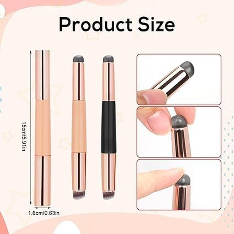 Silicone Double-Ended Lip & Concealer Brush Set - 2-Piece Versatile Applicators for Flawless Lips and Nail Blending