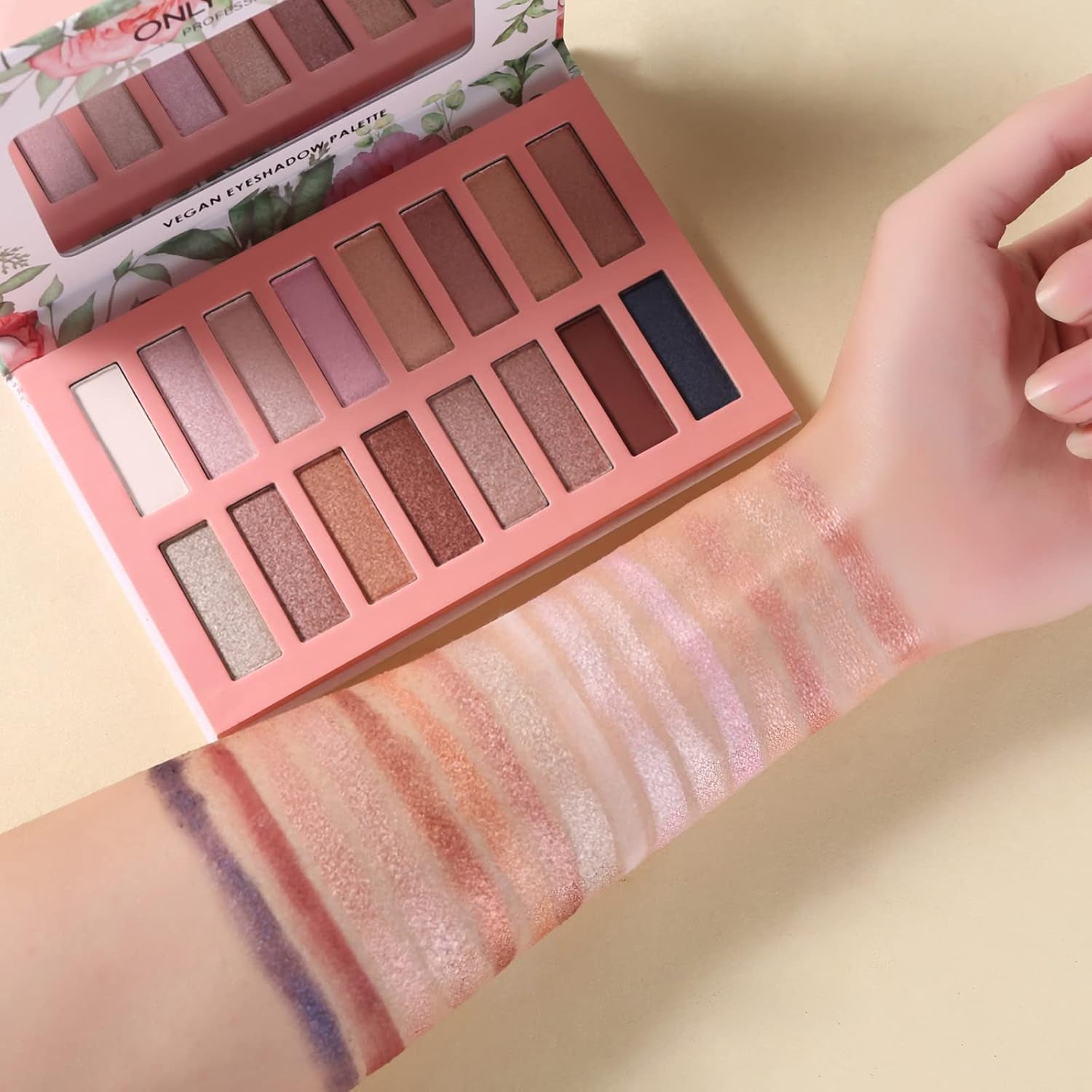 Vegan Nude Eyeshadow Palette - 16 Organic Shades with High Pigment and Long-Lasting Shimmer