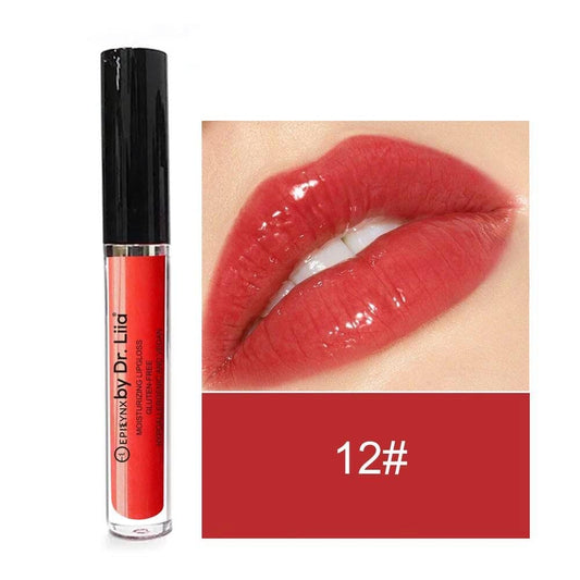 Vegan Long-Lasting Lip Gloss in Satin and Glitter Finish - Allergen-Free Formula for Sensitive Skin - Apple Red by Dr. Liia