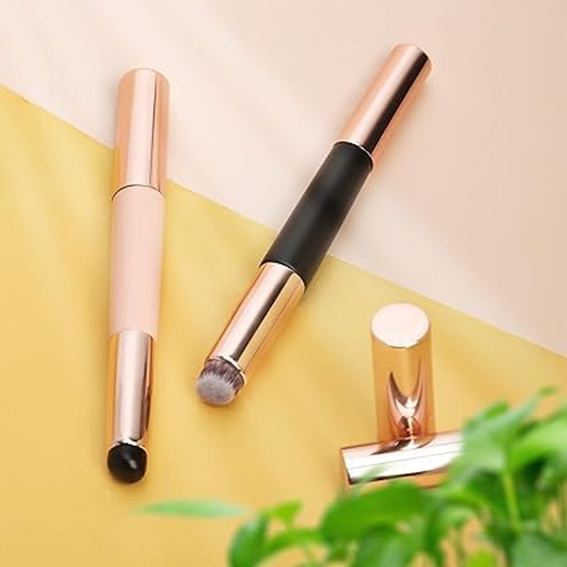 Silicone Double-Ended Lip & Concealer Brush Set - 2-Piece Versatile Applicators for Flawless Lips and Nail Blending