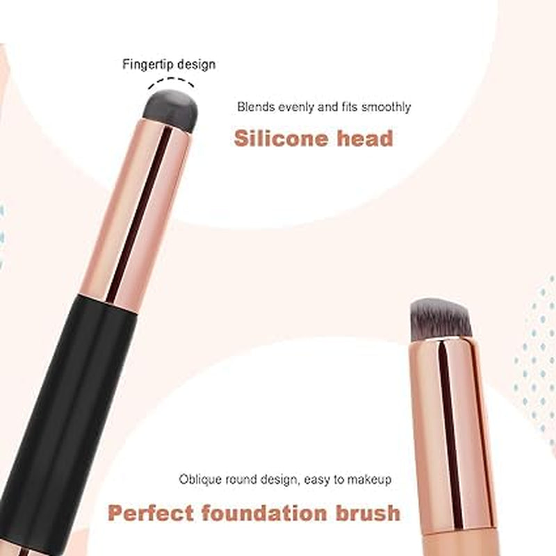 Silicone Double-Ended Lip & Concealer Brush Set - 2-Piece Versatile Applicators for Flawless Lips and Nail Blending