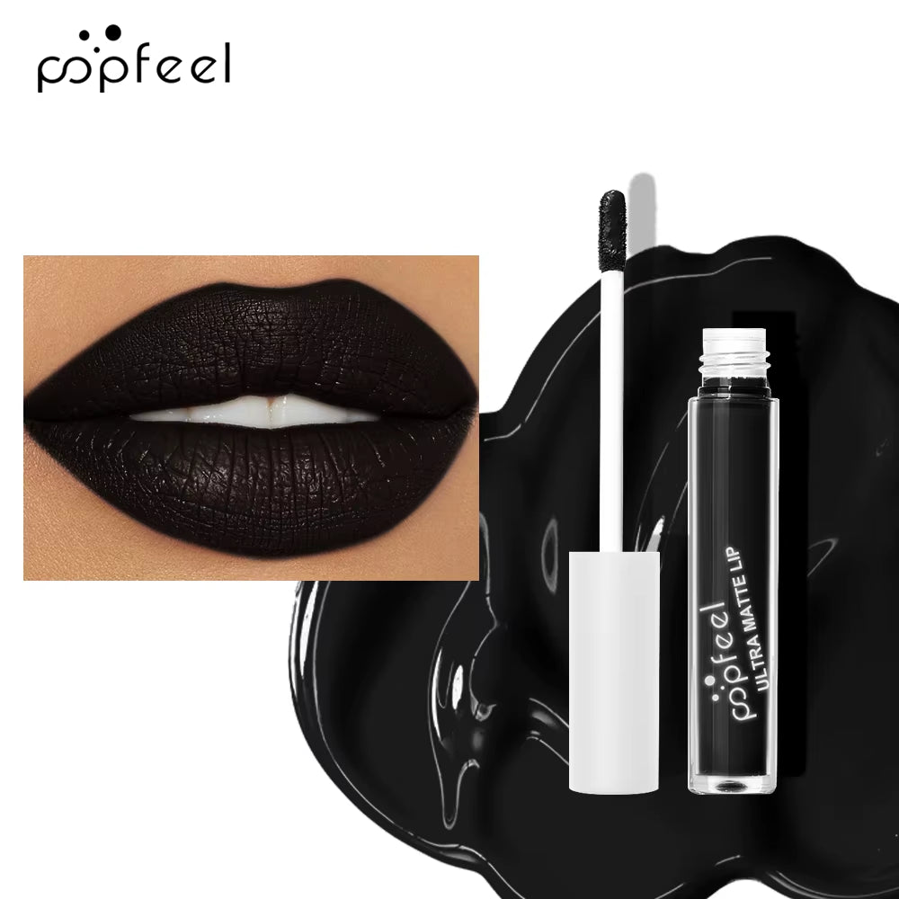 Enchanting Hallowmas Lip Makeup Collection: Long-Lasting Black Lipstick & Gloss Duo