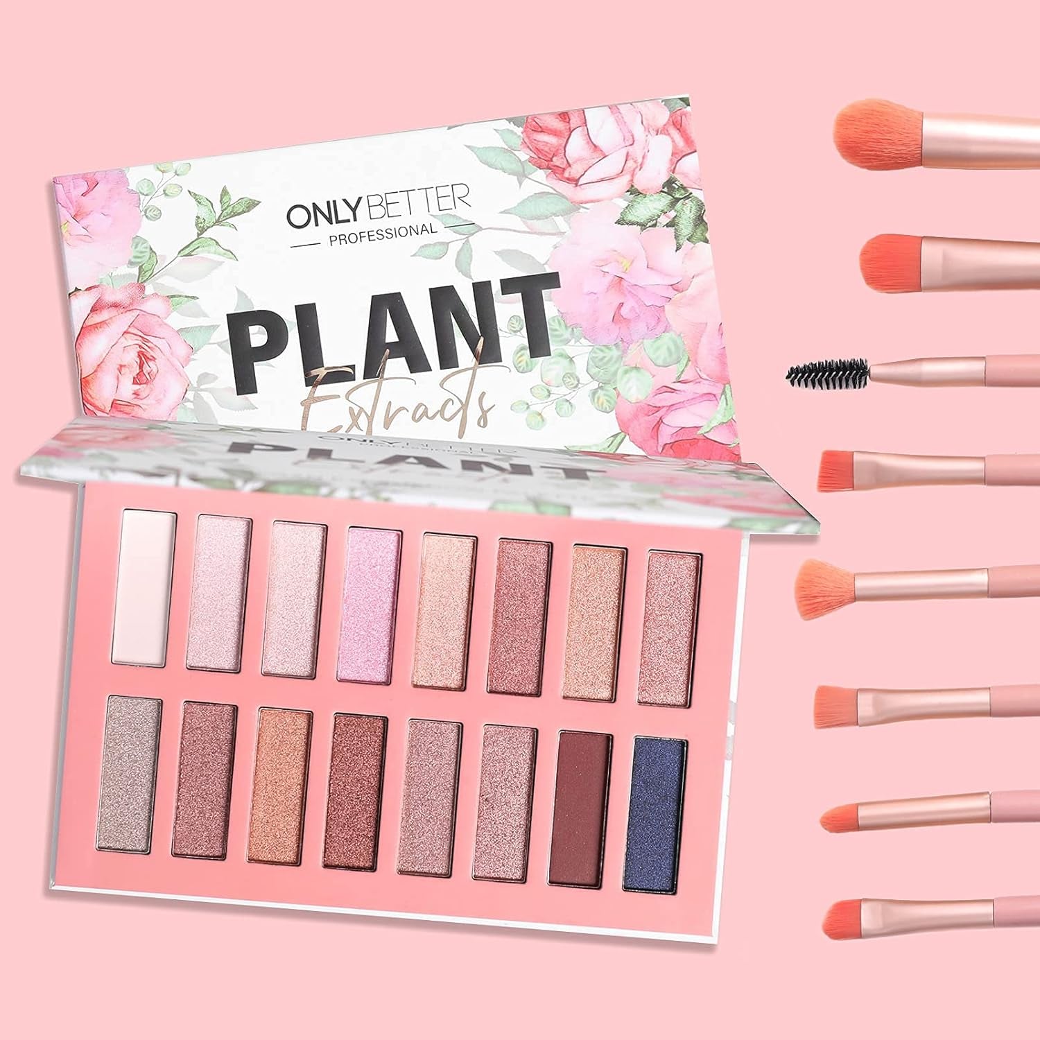 Vegan Nude Eyeshadow Palette - 16 Organic Shades with High Pigment and Long-Lasting Shimmer
