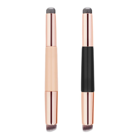 Silicone Double-Ended Lip & Concealer Brush Set - 2-Piece Versatile Applicators for Flawless Lips and Nail Blending