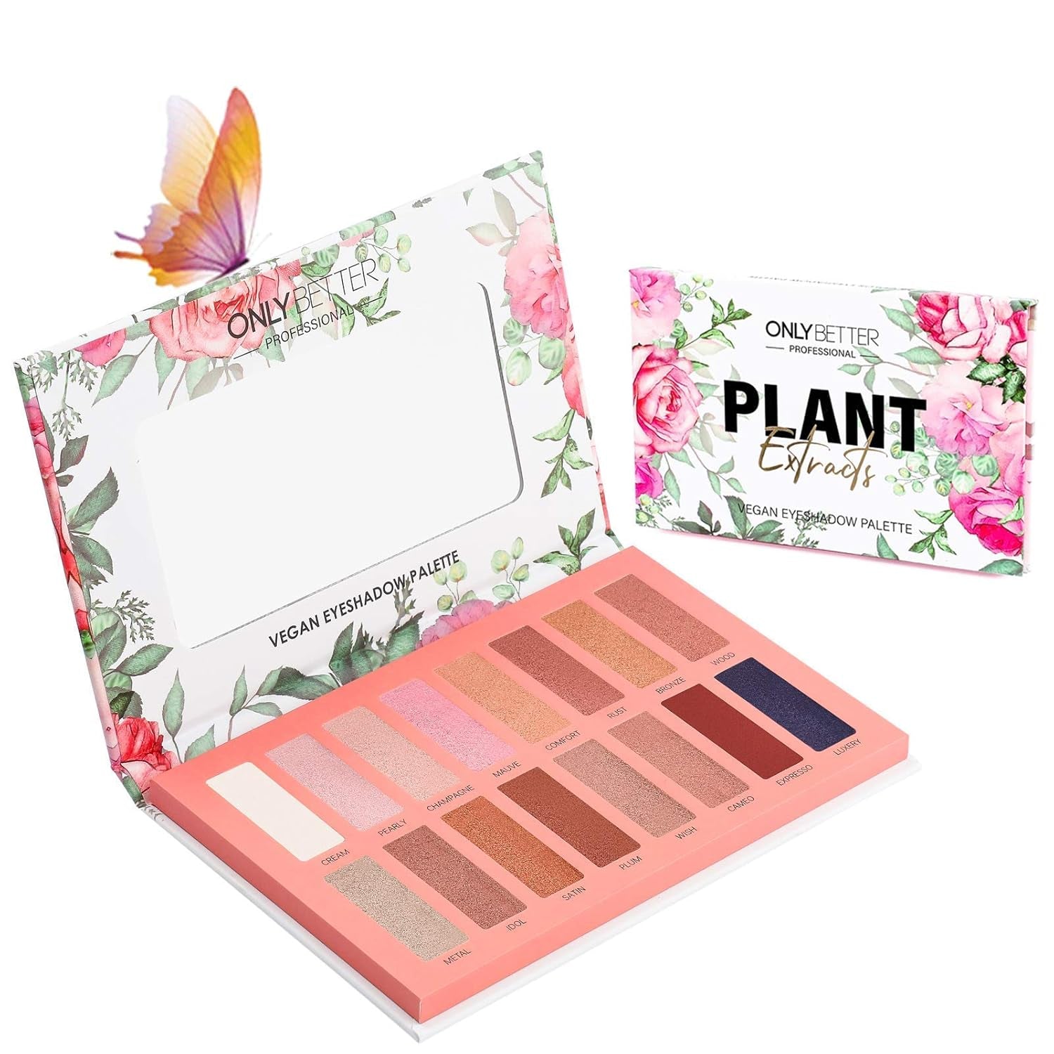 Vegan Nude Eyeshadow Palette - 16 Organic Shades with High Pigment and Long-Lasting Shimmer