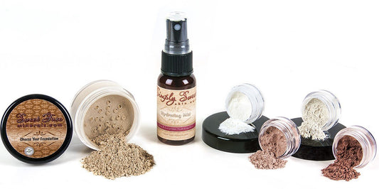Mineral Makeup Starter Kit with Setting Spray Mist (Beige) - Matte Sheer Foundation Coverage