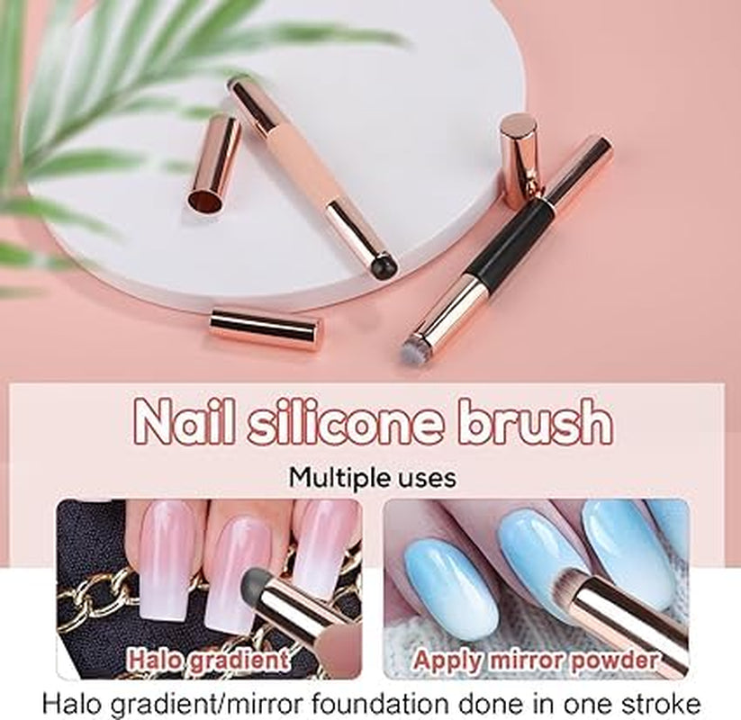 Silicone Double-Ended Lip & Concealer Brush Set - 2-Piece Versatile Applicators for Flawless Lips and Nail Blending